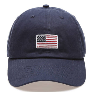 American Flag Patched Cotton Baseball Cap: ROYAL BLUE / ONE SIZE