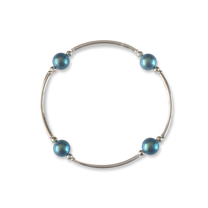 8mm Shimmer Blue Pearl Blessing Bracelet: Standard