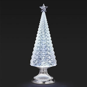 13.5"H Lighted Swirl Tree Silver Base