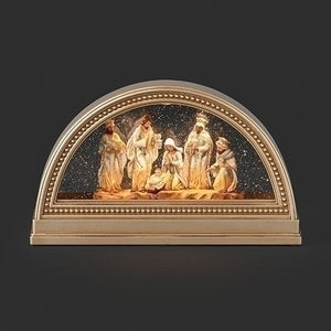 Lit Swirl Arch Gold Nativity