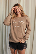 Load image into Gallery viewer, BE STILL AND KNOW Mineral Graphic Sweatshirt: WHITE DOVE / XL