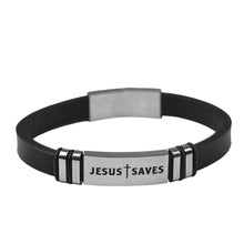 Load image into Gallery viewer, Kerusso Mens Bracelet Jesus Saves: Black/Silver