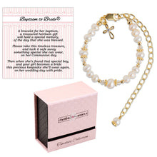 Load image into Gallery viewer, 14K Gold Baptism to Bride Cross Bracelet Baby Baptism Gift