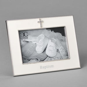 Baptism Frame with Crystal Cross 4x6