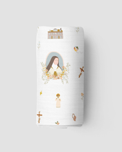 Load image into Gallery viewer, Catholic Muslin Swaddle Baby Blanket: Our Lady of Guadalupe