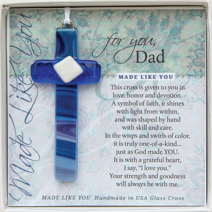 Dad Gift USA Handmade Glass Cross Christian Gift 4414