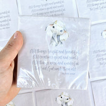 Load image into Gallery viewer, All Things Bright Napkins | Elephant Christening Scripture
