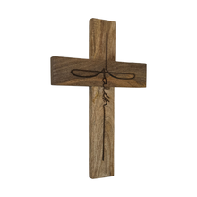 Load image into Gallery viewer, Faith Script Mango Wood Wall Cross – Natural Finish