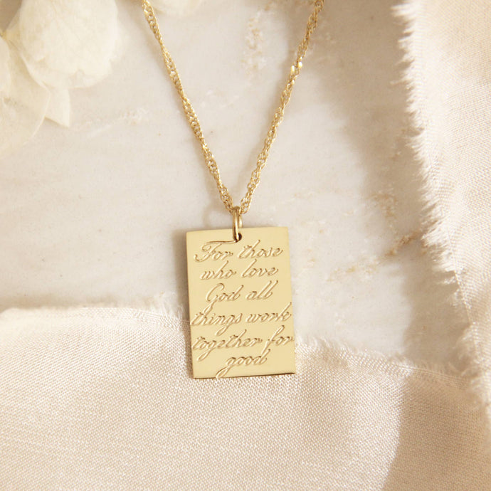 All Things Work Together For Good Romans 8:28 Necklace: Silver