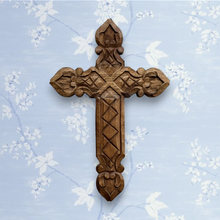 Load image into Gallery viewer, "Embassy" Carved Mango Wood Wall Cross