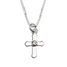 Load image into Gallery viewer, Girls Sterling Silver Holy Communion Cross Necklace for Kids: 14 inch