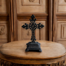 Load image into Gallery viewer, Cast Iron Fleur-de-Lis Design Table Cross/Pedestal Base