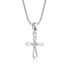 Load image into Gallery viewer, Children&#39;s First Communion Sterling Silver Cross Necklace: 14 inch