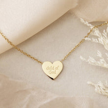 Load image into Gallery viewer, Chosen, Child of God Heart Necklace, Ephesians 1:4-5: Yellow Gold