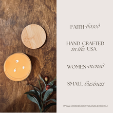 Load image into Gallery viewer, Worthy | Volcanic Island | 15 oz. Clear Jar Soy Candle: Natural Wood Lid