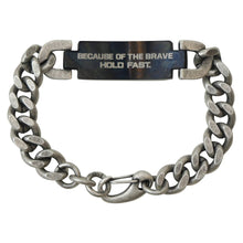 Load image into Gallery viewer, HOLD FAST Mens Bracelet Land Of The Free: Burnished Silver/Black