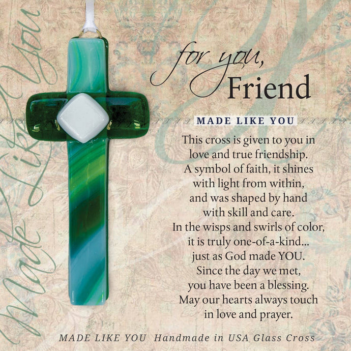 Friend Gift USA Handmade Glass Cross Christian Gift 4419