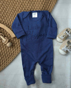 Baby Romper | Little Blessing Blue | Romper and Knotted Hat