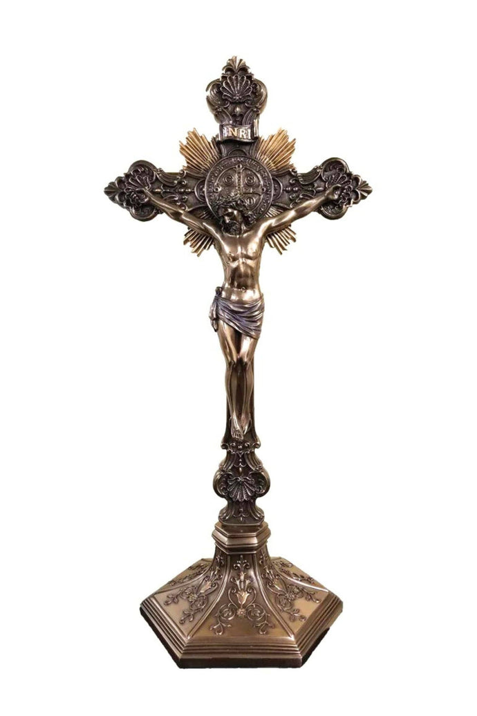 Standing St. Benedict Crucifix in Cold Cast Bronze 9.5