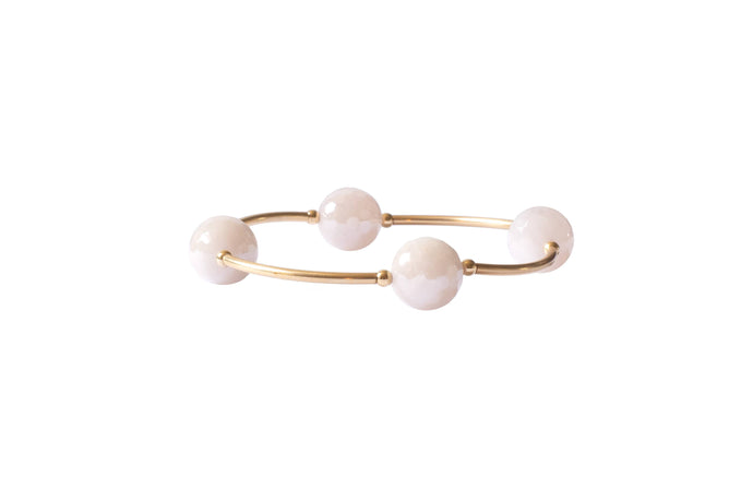 12mm Faceted Rose Quartz in Gold Blessing Bracelet: L