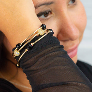 8mm Faceted Onyx Gold-Filled Blessing Bracelet: S