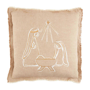 Gold Printed Nativity PIllow