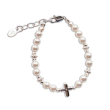 Load image into Gallery viewer, Kids Sterling Silver Cross Bracelet Baptism &amp; Communion Gift: Medium 1-5 Years