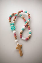 Load image into Gallery viewer, Flower Baby Rosary | Girl Baptism Gift | Christening Gift: Aqua