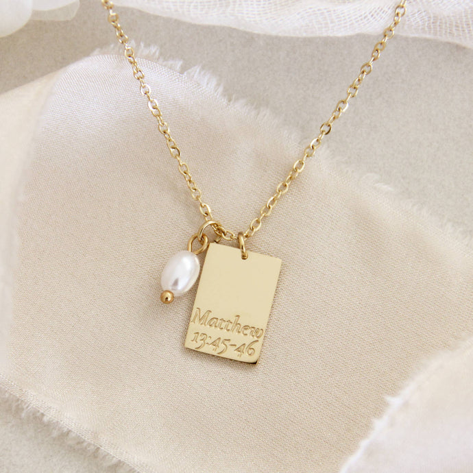Parable of the Pearl of Great Price Necklace, Matt 13:45-46: Yellow Gold