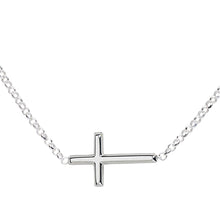 Load image into Gallery viewer, Sterling Silver Girls Horizontal Cross Necklace Kids &amp; Women: 14 inch