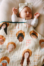 Load image into Gallery viewer, Deluxe Muslin Quilt | Catholic Baby Blanket | Baby Gift: Guardian Angel