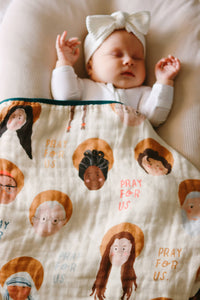 Deluxe Muslin Quilt | Catholic Baby Blanket | Baby Gift: Guardian Angel