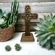 Load image into Gallery viewer, "Vineyard" Hand Carved Wood Table Cross