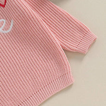 Load image into Gallery viewer, Valentine&#39;s Day &#39;&#39;LOVE&#39;&#39; Heart Embroidery Pullover Baby/Children&#39;s Sweater - Pink