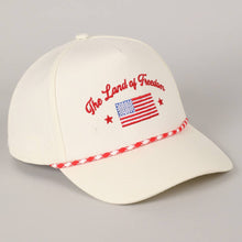 Load image into Gallery viewer, The Land of Freedom Flag Embroidered Trucker Hat: ROYAL BLUE / ONE SIZE