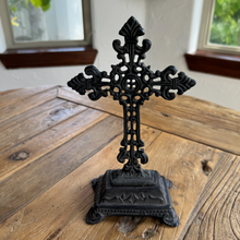Load image into Gallery viewer, Cast Iron Fleur-de-Lis Design Table Cross/Pedestal Base