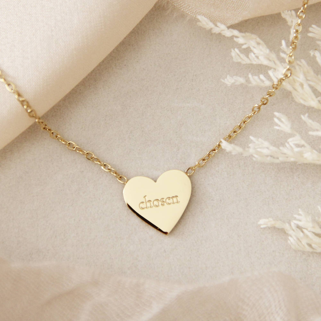 Chosen, Child of God Heart Necklace, Ephesians 1:4-5: Yellow Gold