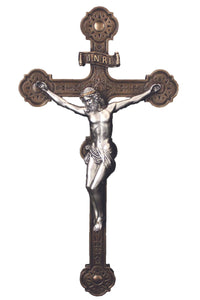 Ornate Crucifix Cold Cast Bronze/Pewter Style 14"