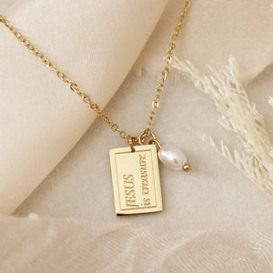 Parable of the Pearl of Great Price Necklace, Matt 13:45-46: Yellow Gold