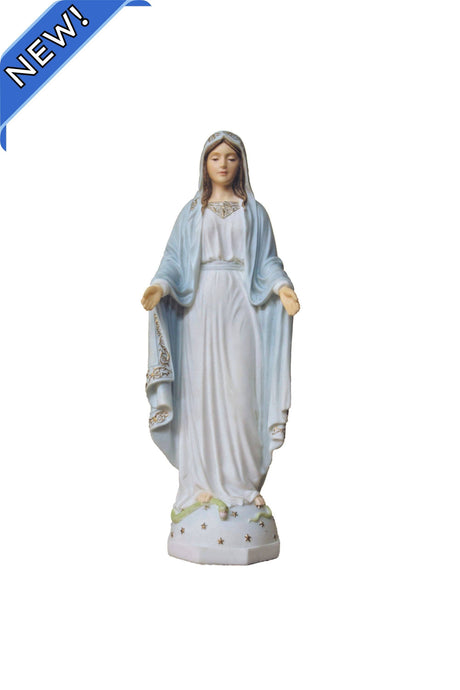 Lady of Grace Statue in White/Painted Features 9