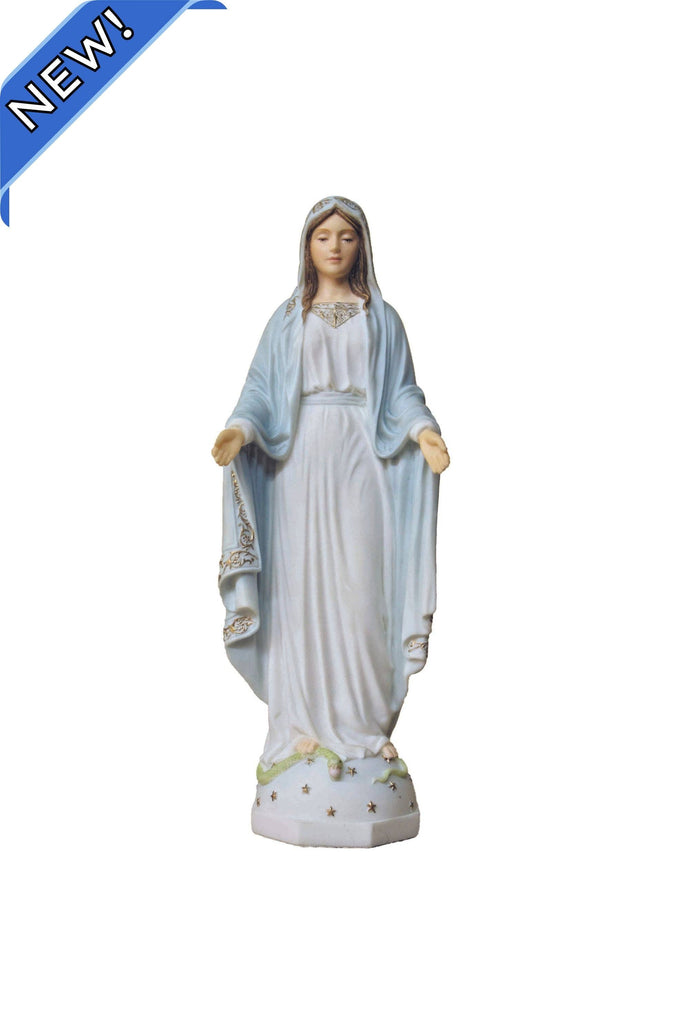 Lady of Grace Statue in White/Painted Features 9