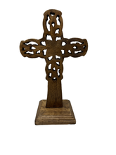 Load image into Gallery viewer, "Vineyard" Hand Carved Wood Table Cross