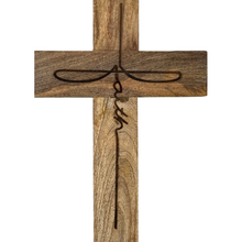 Load image into Gallery viewer, Faith Script Mango Wood Wall Cross – Natural Finish