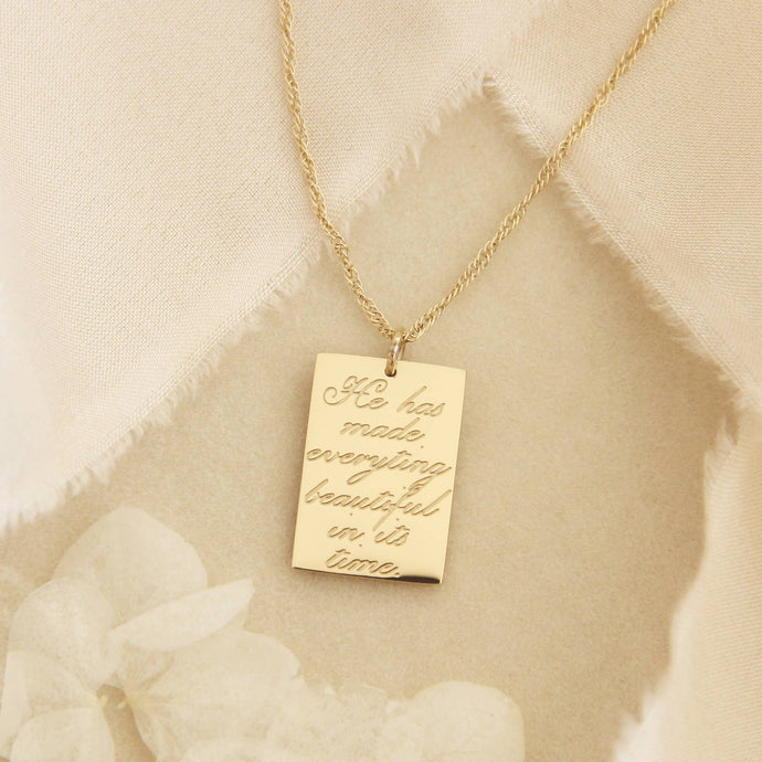 He Has Made Everything Beautiful Necklace, Ecclesiastes 3:11: Yellow Gold