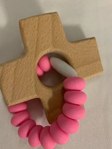 Wood Cross Silicon Teether