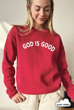 Load image into Gallery viewer, GOD IS GOOD PUFF Graphic Sweatshirt: ROSE / S
