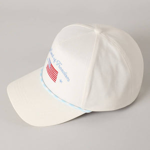 The Land of Freedom Flag Embroidered Trucker Hat: Red / ONE SIZE