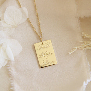 1 Corinthians 13:13 Necklace, Faith Hope Love Necklace: Silver