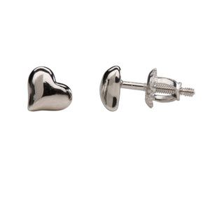 Sterling Silver Girls Puff Heart Earrings