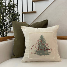 Load image into Gallery viewer, Merry Christmas Tree / Natural Pillow Cover